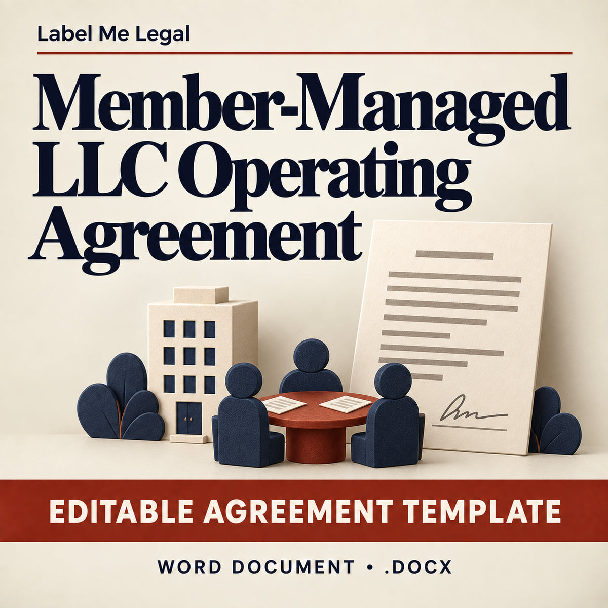 Member-Managed LLC Operating Agreement cover: editable agreement template, Word document