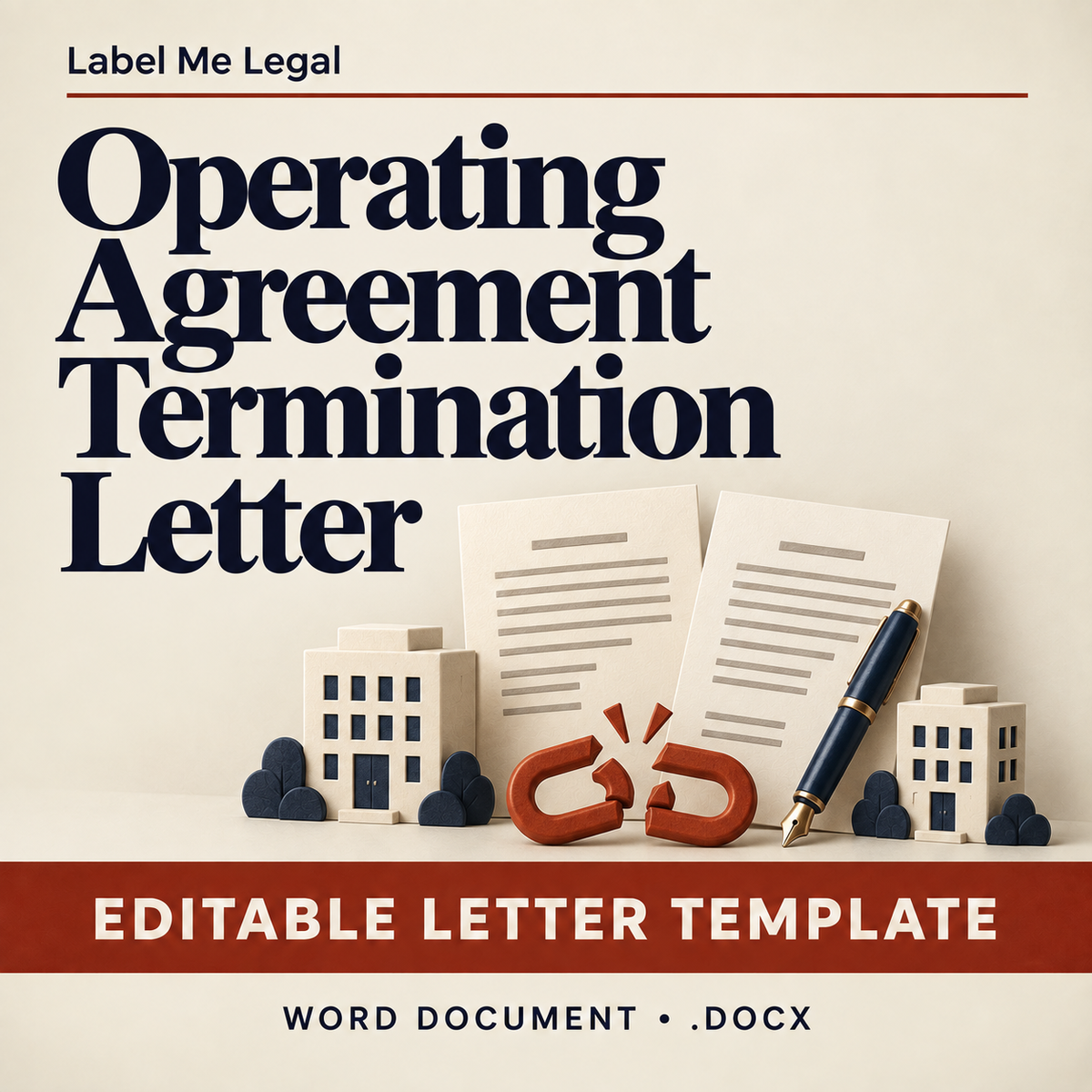 Operating Agreement Termination Letter cover: editable letter template, Word document