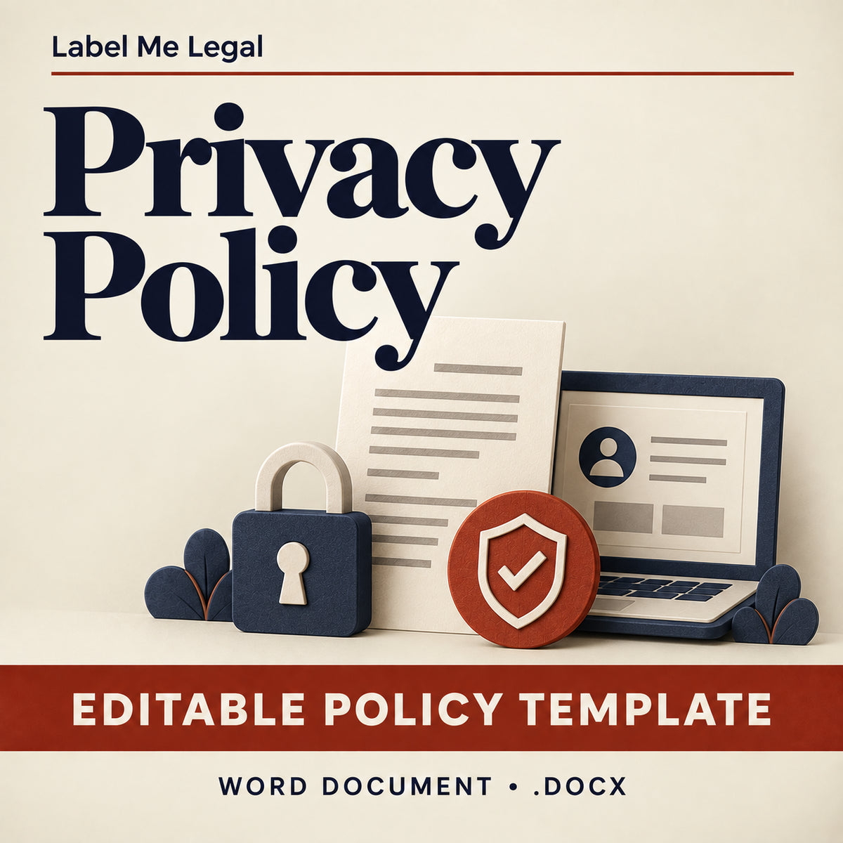 Privacy Policy cover: editable policy template, Word document