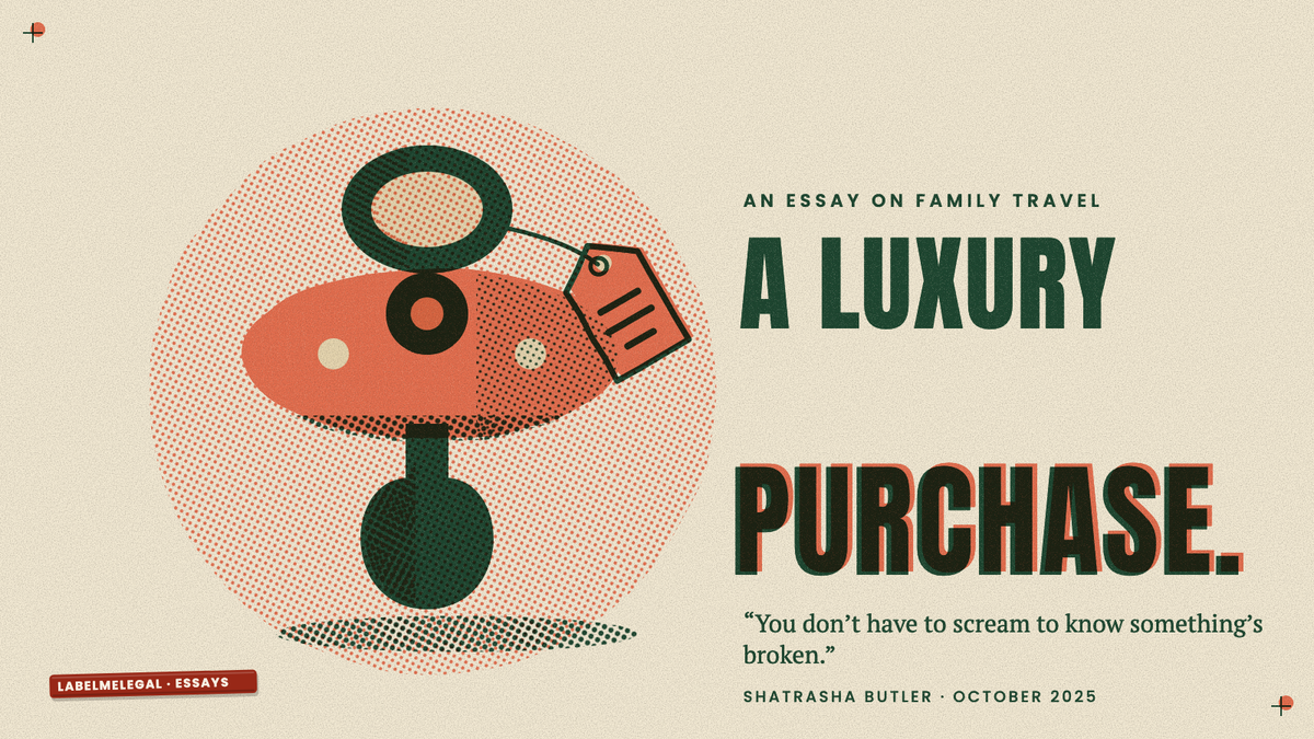 A baby’s pacifier with a luxury price tag hanging from its ring, printed in two inks beside the words A luxury purchase.