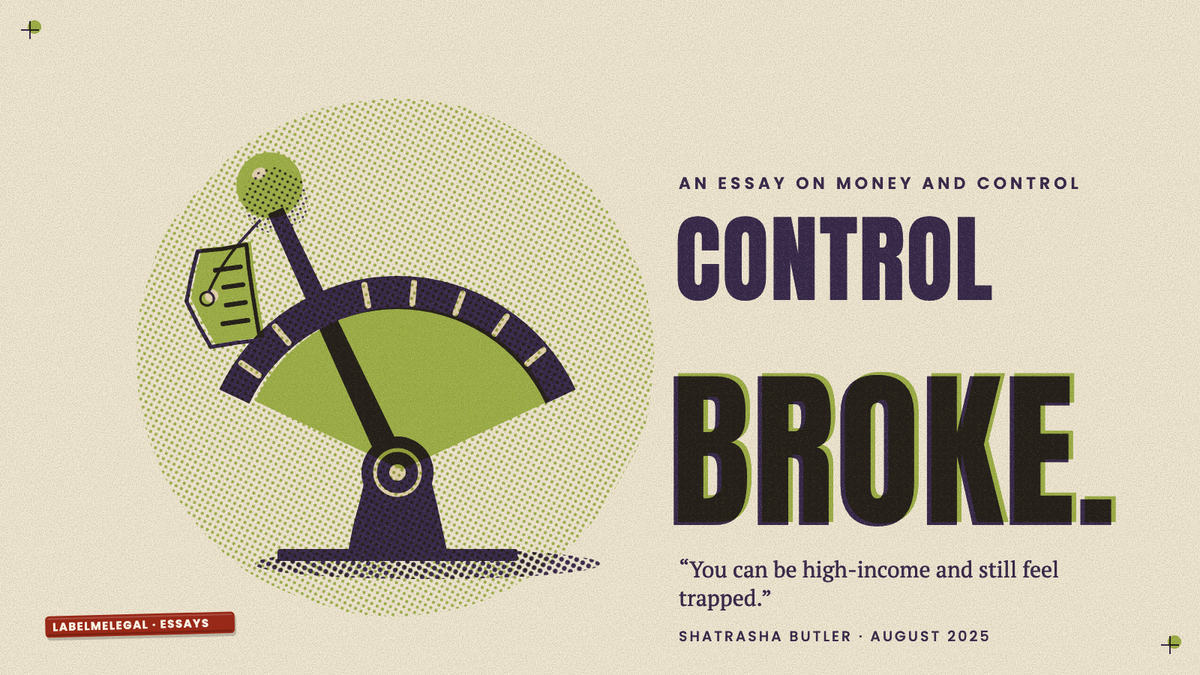 A big lever on a notched quadrant, pulled to a setting by nobody you can see, with a price tag swinging from its knob, printed in two inks beside the words Control broke.