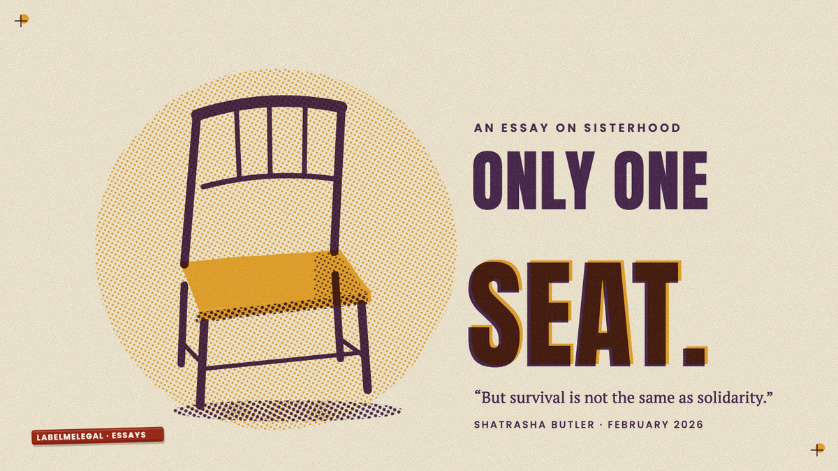 A single yellow dining chair with a purple spindle back standing alone, printed in two inks beside the words Only one seat.