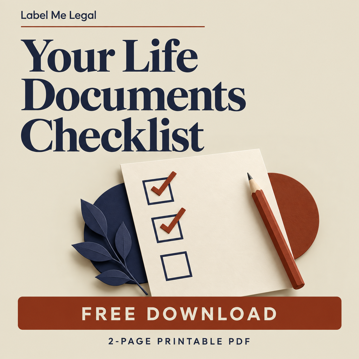 Your Life Documents Checklist cover: free two-page printable PDF